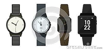 Hand watch clock in a flat design. Watch for businessman, smart watch and fashion clocks Vector Illustration