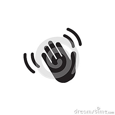 Hand wave waving hi or hello gesture line art vector icon for apps Vector Illustration