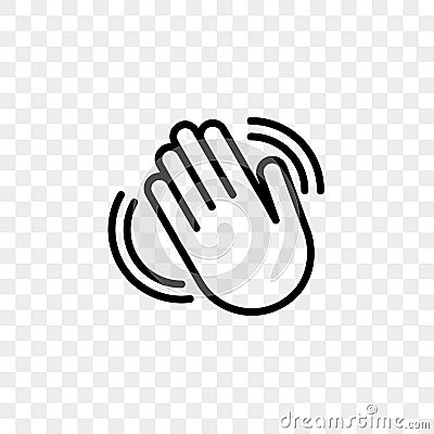 Hand waving vector icon of hello welcome gesture line isolated on transparent background Vector Illustration