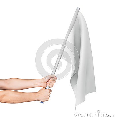 Hand waving a white flag Stock Photo