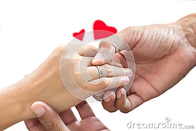 Hand wear wedding rings Stock Photo