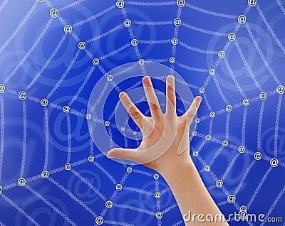 Hand in web Stock Photo