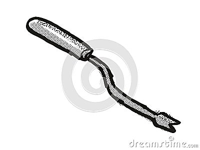 Hand Weeder Cartoon Retro Drawing Stock Photo