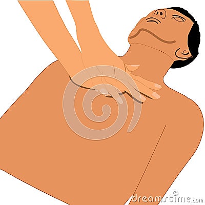 Hand of Woman CPR Paramedic First Aids Emergency Training with Model Simulated human Cartoon Illustration