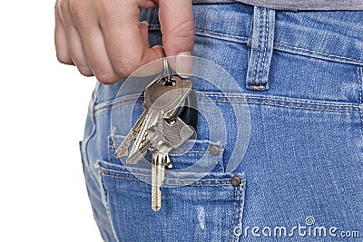 Hand of a woman with keychain Stock Photo