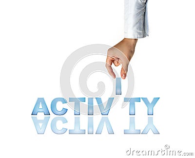 Hand and the word Activity Stock Photo