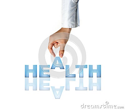 Hand and word Health Stock Photo