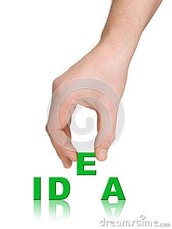 Hand and word Idea Stock Photo