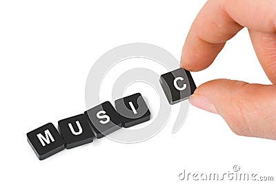 Hand and word Music Stock Photo