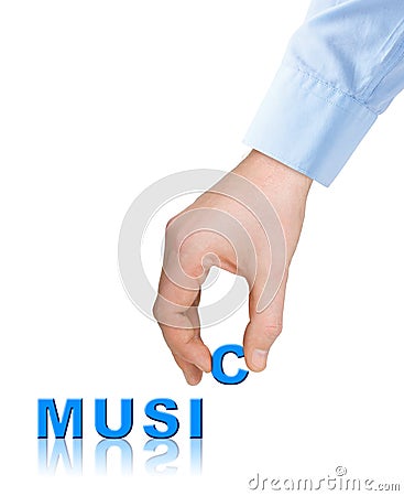 Hand and word Music Stock Photo