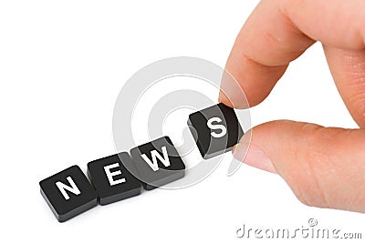 Hand and word News Stock Photo