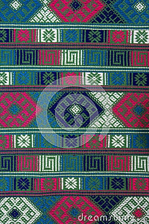 Hand woven textile background, Bhutan Stock Photo