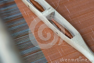 Hand-woven weaving of indigenous Tai-Tai We have inherited the weaving culture since ancient times. And woven fabrics Stock Photo