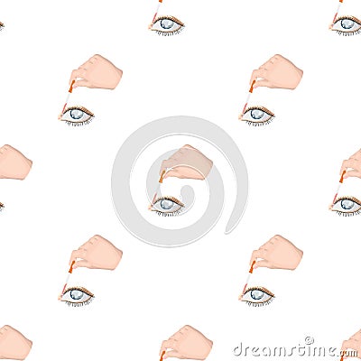 Hand wrapping the medicine in the damaged eye. Vector Illustration