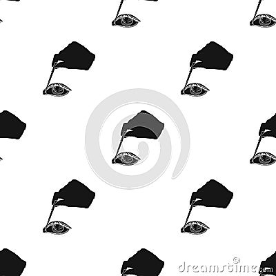 Hand wrapping the medicine in the damaged eye. Medicine single icon in black style vector symbol stock illustration web. Vector Illustration