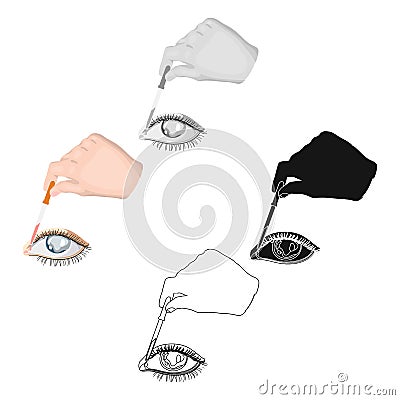 Hand wrapping the medicine in the damaged eye. Medicine single icon in cartoon style vector symbol stock illustration Vector Illustration