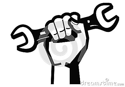 Hand and wrench Vector Illustration