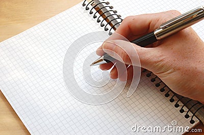 Hand write a message Stock Photo