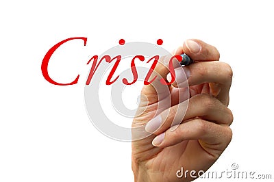 Hand write the word crisis Stock Photo