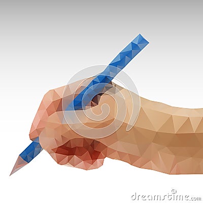 Hand writing Abstract polygonal Vector Illustration