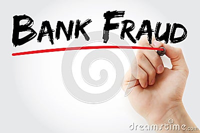 Hand writing Bank fraud with marker, concept background Stock Photo