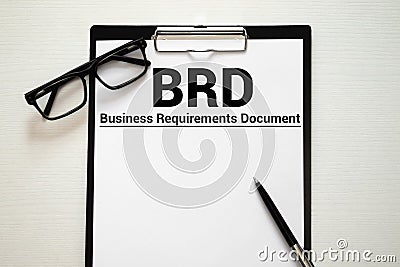 Business Requirements Document with marker, concept background. BRD Stock Photo