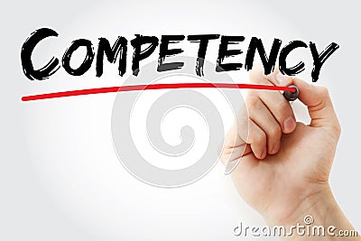 Hand writing Competency with marker, concept background Stock Photo
