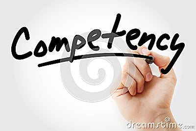Hand writing Competency with marker Stock Photo