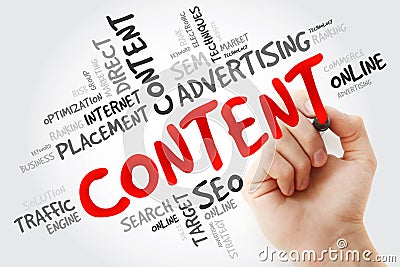 Hand writing CONTENT word cloud, business concept Stock Photo