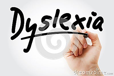 Hand writing Dyslexia with marker Stock Photo
