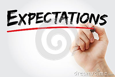 Hand writing Expectations with marker, concept background Stock Photo