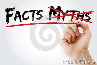 Hand writing Facts Myths with marker, concept background Stock Photo