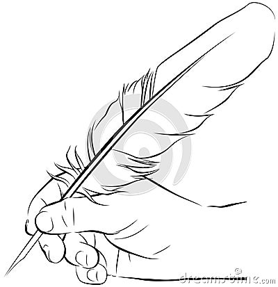 Hand writing with a feather pen Vector Illustration