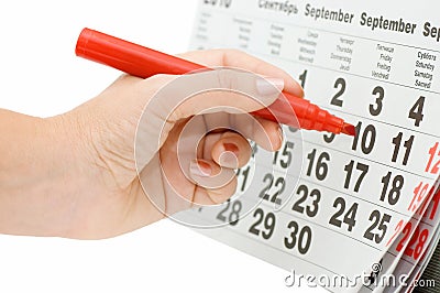 Hand writing important date Stock Photo