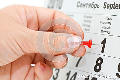 Hand writing important date Stock Photo