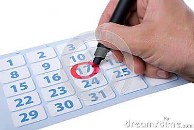 Hand writing important date Stock Photo