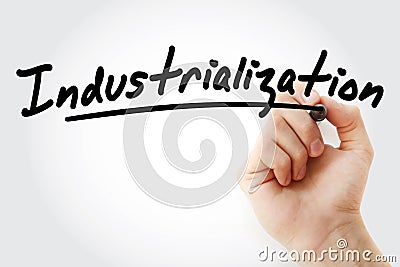 Hand writing Industrialization with marker Stock Photo