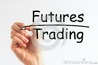 Hand writing inscription FUTURES TRADING with marker, concept, the letters in black, financial and trading concept Stock Photo