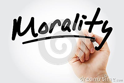 Hand writing Morality with marker Stock Photo