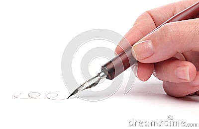 Hand writing with a nib Stock Photo