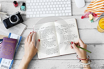 Hand Writing Note Diary Plan Concept Stock Photo