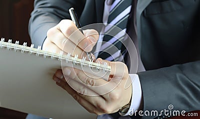 Hand writing notes journalist Stock Photo