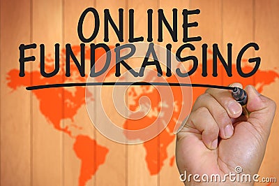 Hand writing online fundraising Stock Photo