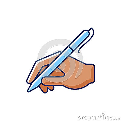 Hand writing with pen RGB color icon Vector Illustration