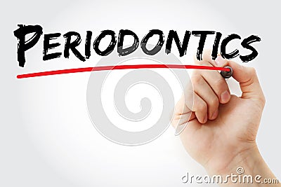 Hand writing Periodontics with marker, concept background Stock Photo