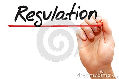 Hand writing Regulation, business concept Stock Photo