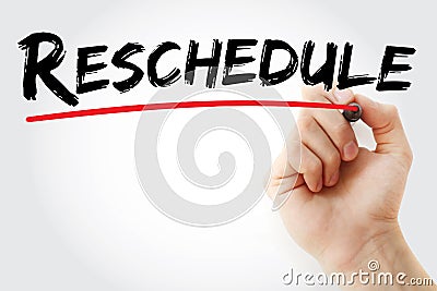 Hand writing Reschedule with marker, business concept background Stock Photo