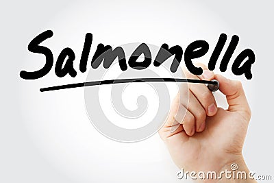 Hand writing Salmonella with marker Stock Photo