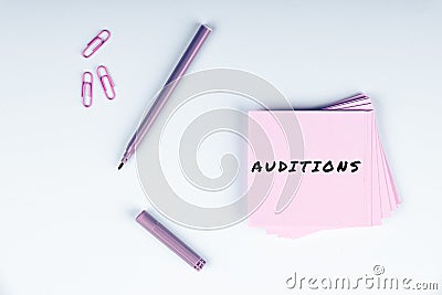 Hand writing sign Auditions. Business showcase a trial performance to appraise an entertainer's merits Stock Photo