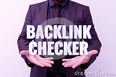 Hand writing sign Backlink Checker. Business showcase Find your competitors most valuable ones and spot patterns Stock Photo